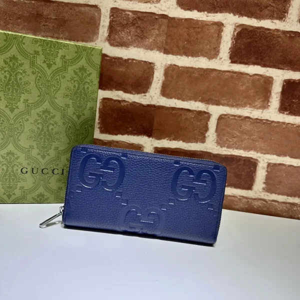 Gucci Blue Embossed GG Zip Around Wallet image 1
