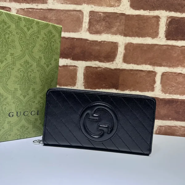 Gucci Black Quilted Zip Around Wallet image 1
