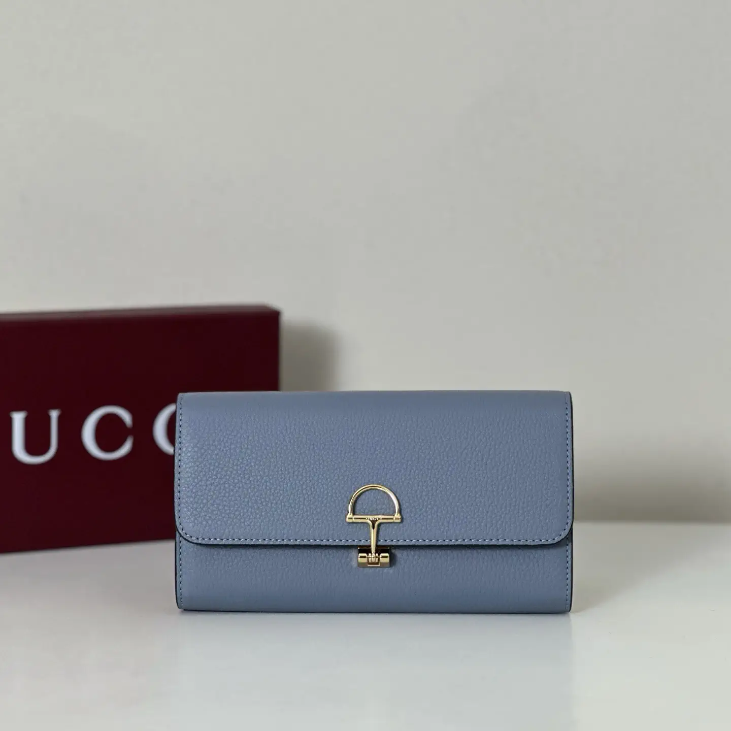 Gucci Dusty Blue Long Wallet with Gold-Tone Horsebit Closure image 1