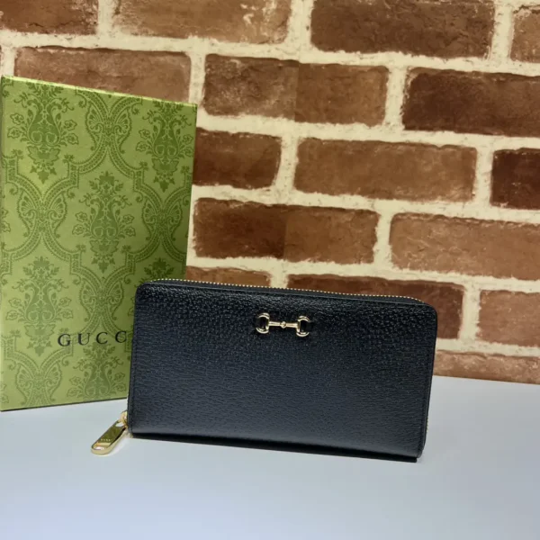 Gucci Black Zip-Around Wallet with Horsebit Accent image 1