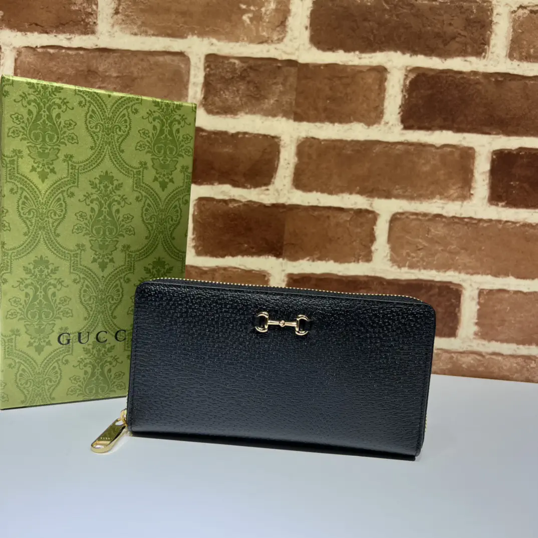 Gucci Black Zip-Around Wallet with Horsebit Accent image 1