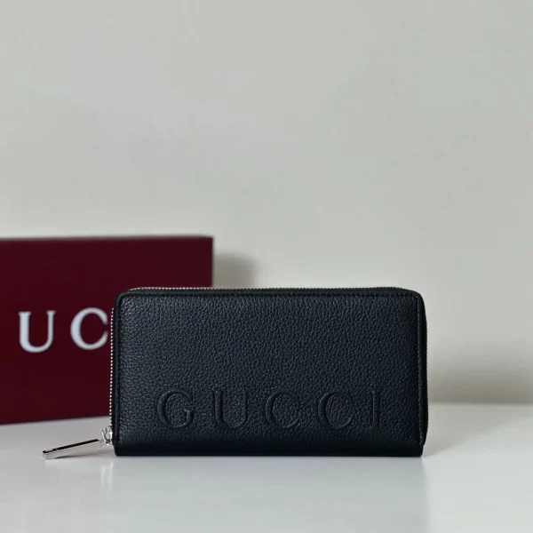 Gucci Black Pebbled Leather Zip Around Wallet image 1