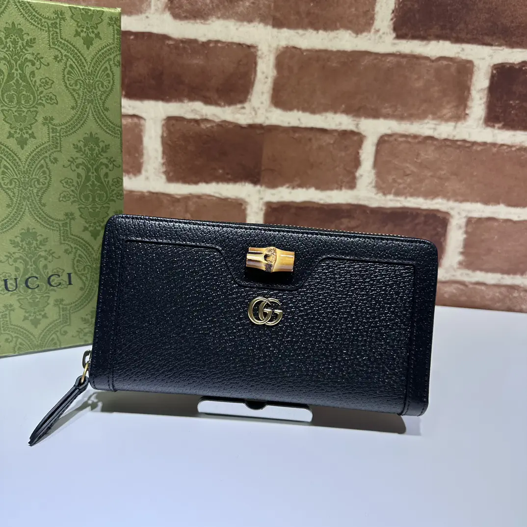 Gucci Black Long Wallet with Bamboo Accent image 1