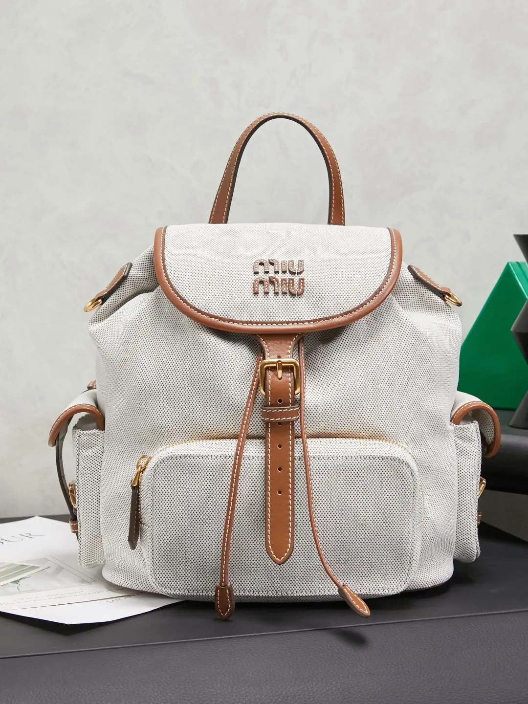 Miu Miu Canvas and Leather Trim Backpack image 1