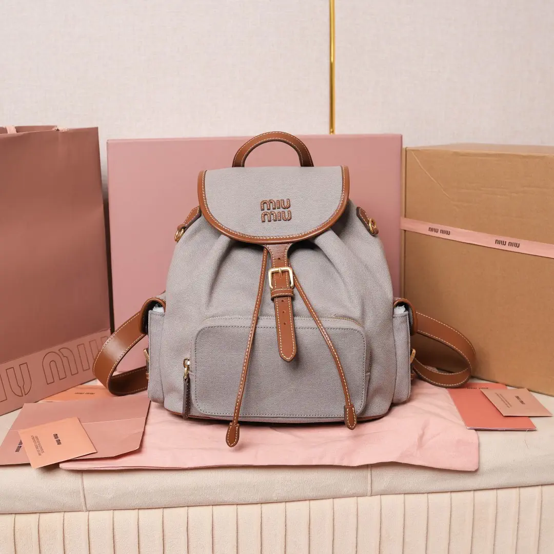 Miu Miu Canvas and Leather Trim Backpack image 1