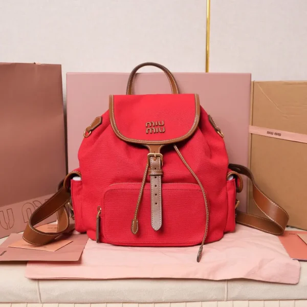 Miu Miu Canvas and Leather Backpack image 1