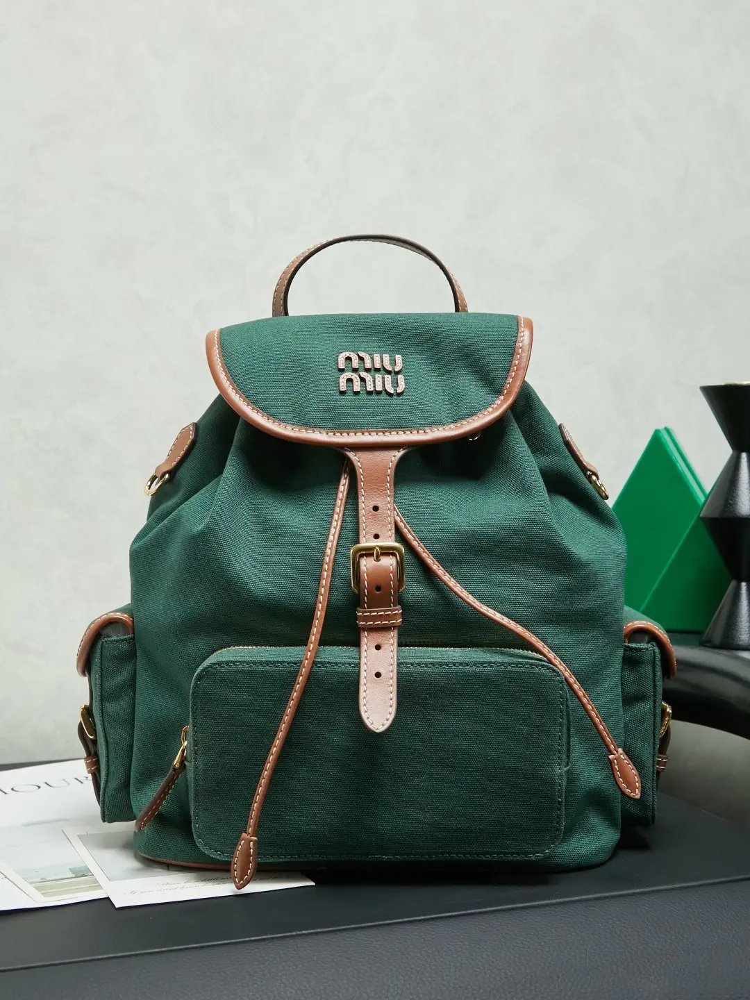 Miu Miu Canvas with Leather Trim Backpack image 1