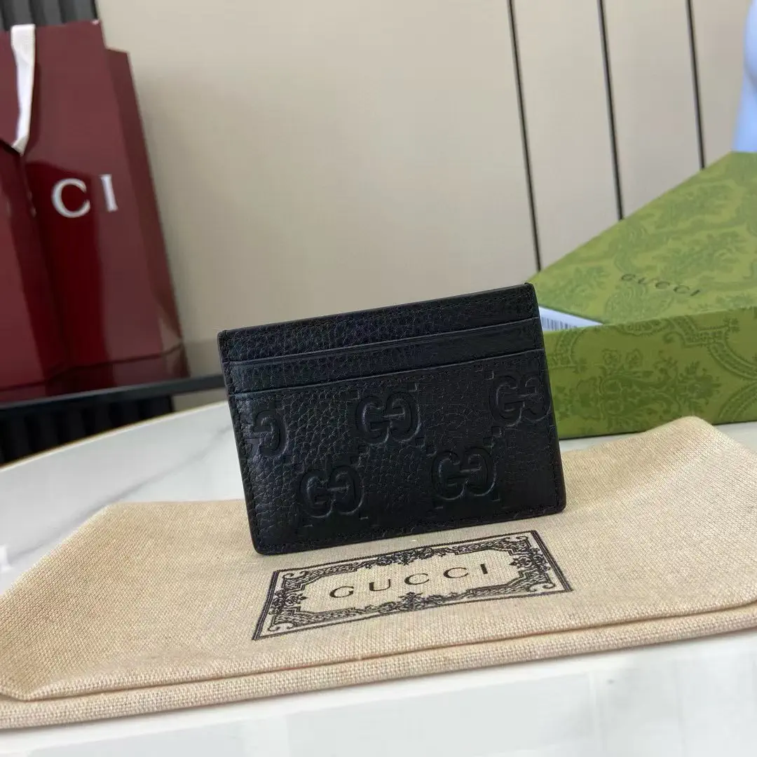 Gucci GG Emblem Black Embossed Card Holder image 1