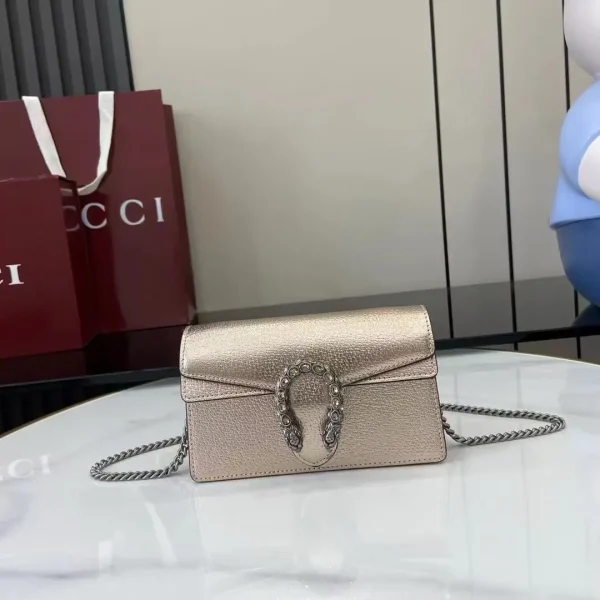 Gucci Metallic Rose Gold Mini Crossbody Bag with Tiger Head Clasp image 1