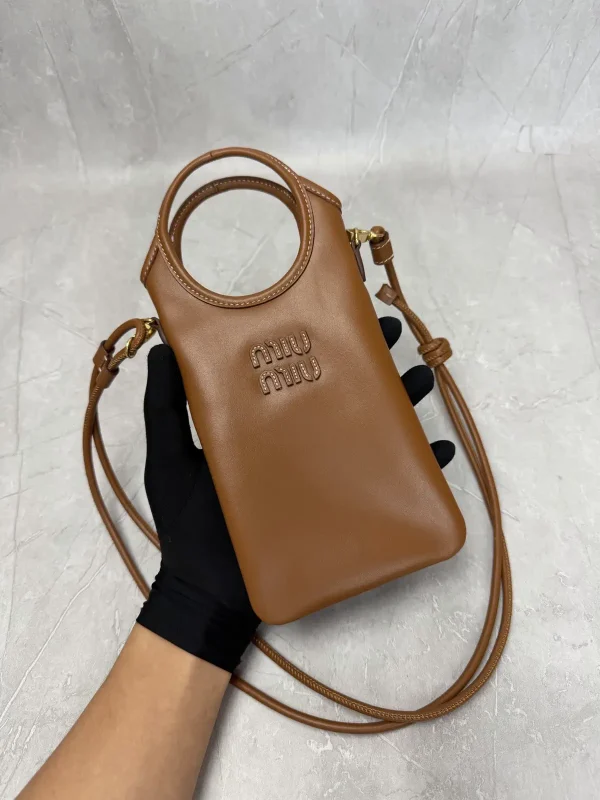 Miu Miu Brown Leather Crossbody Phone Bag image 1