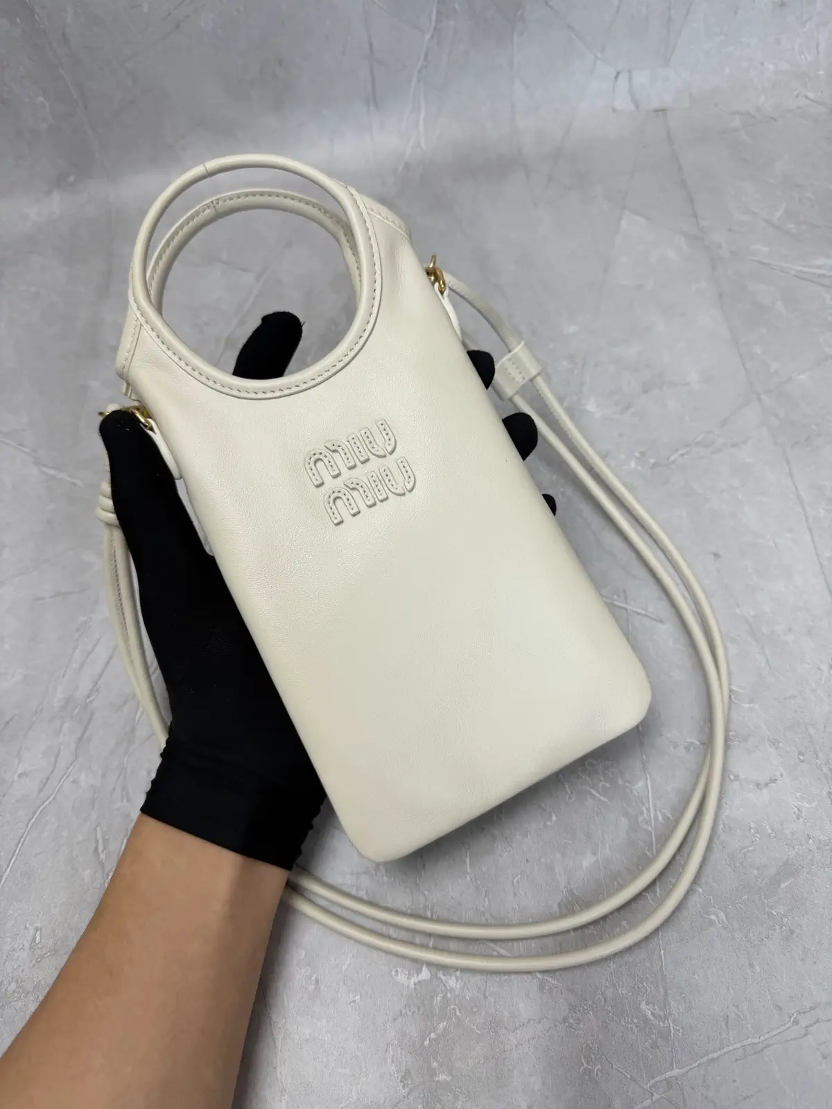 Miu Miu White Leather Crossbody Phone Bag image 1