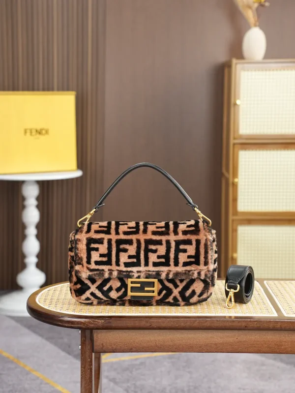 FENDI Monogram Furry Baguette Shoulder Bag image 1