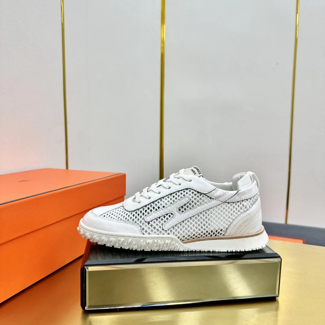 Hermes Deep Series Couple White Casual Skate Shoes image 1
