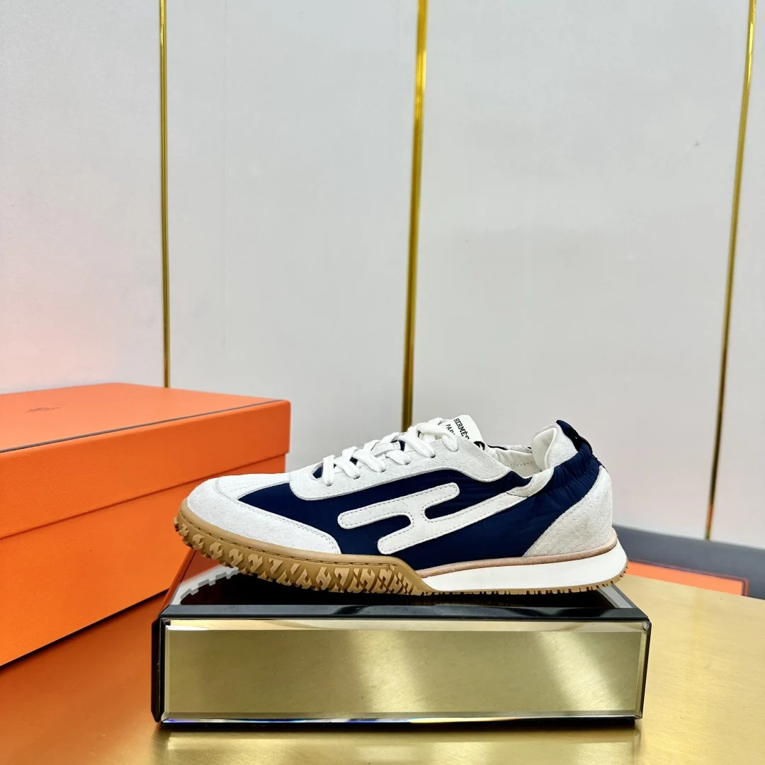 Hermes Deep Series Couple White Sneakers Casual Skate Shoes image 1