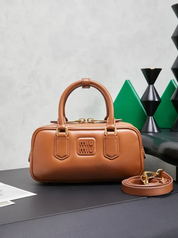 Miu Miu Brown Leather Top Handle Bag image 1