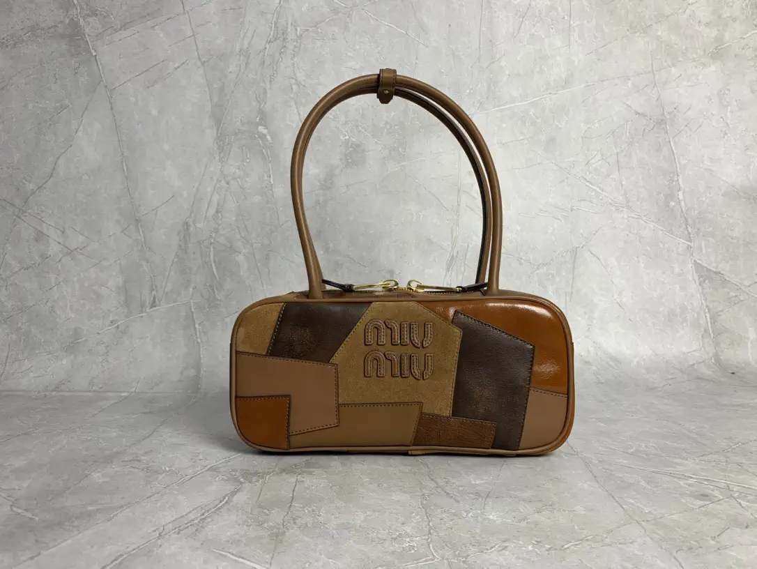 Miu Miu Patchwork Brown Bowling Bag image 1