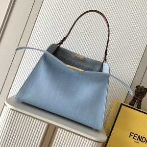FENDI Light Blue Denim Shoulder Bag image 1