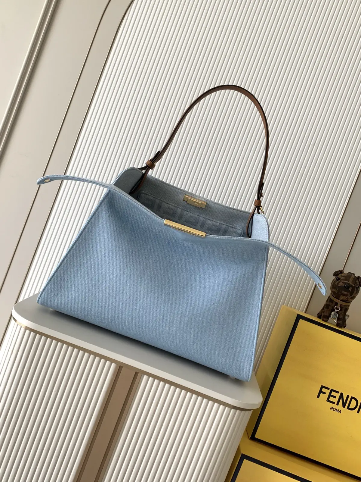 FENDI Light Blue Denim Shoulder Bag image 1