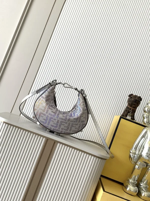 FENDI Fendigraphy Mini Crystal Embellished Hobo Crossbody Bag image 1