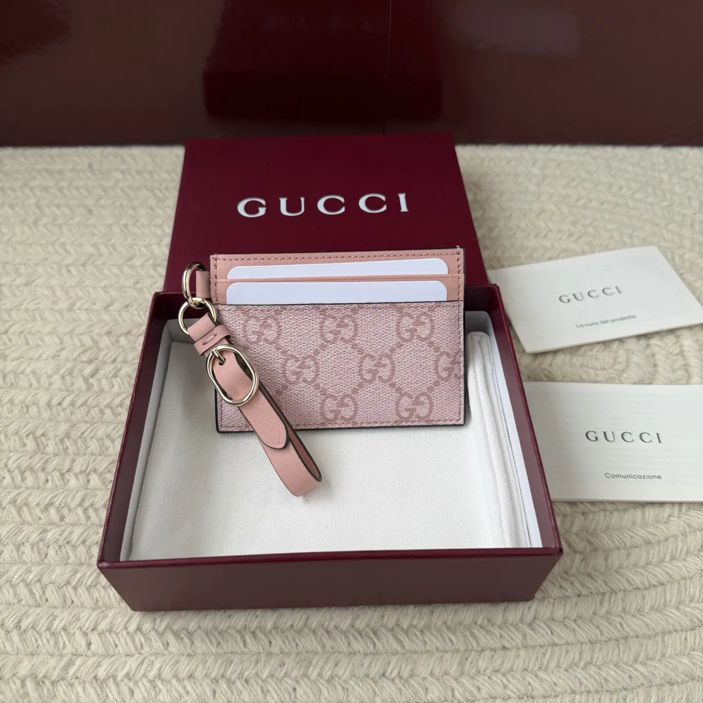 Gucci Pink Monogram Card Holder image 1