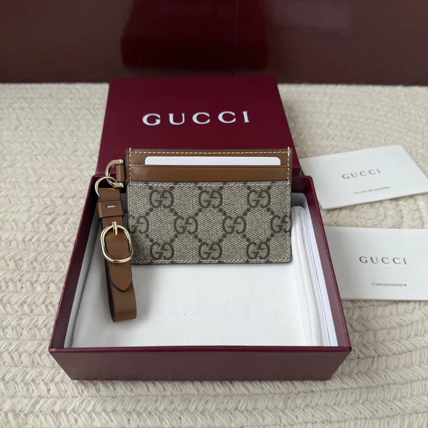 Gucci Monogram Card Holder with Leather Strap image 1
