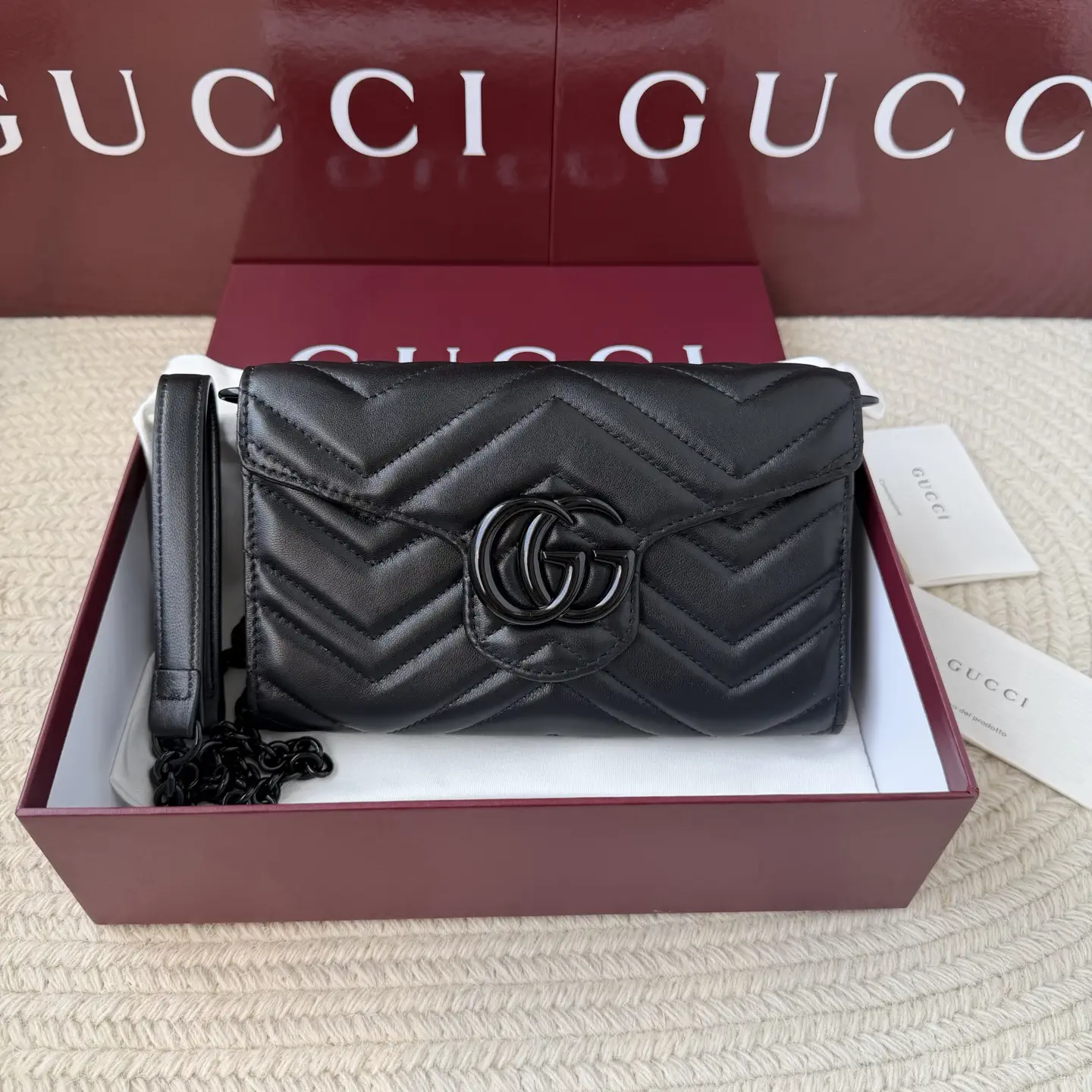 Gucci Black Quilted Wallet on Chain image 1
