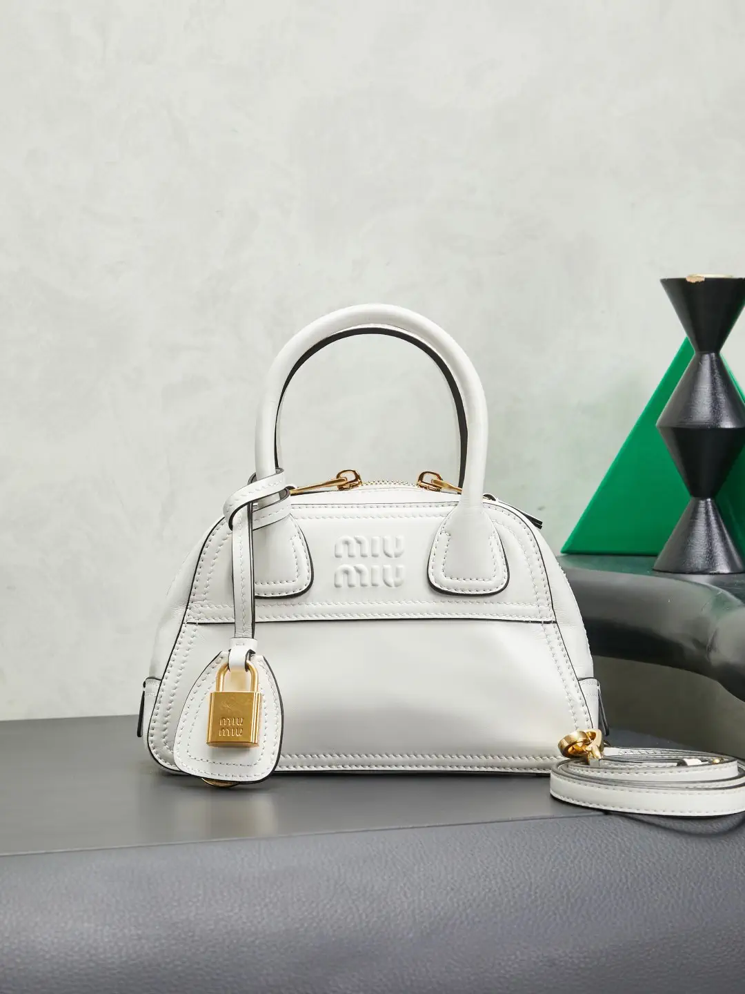 Miu Miu White Mini Top Handle Bag image 1