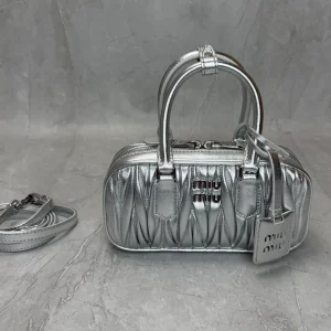 Miu Miu Silver Matelasse Mini Top Handle Bag image 1