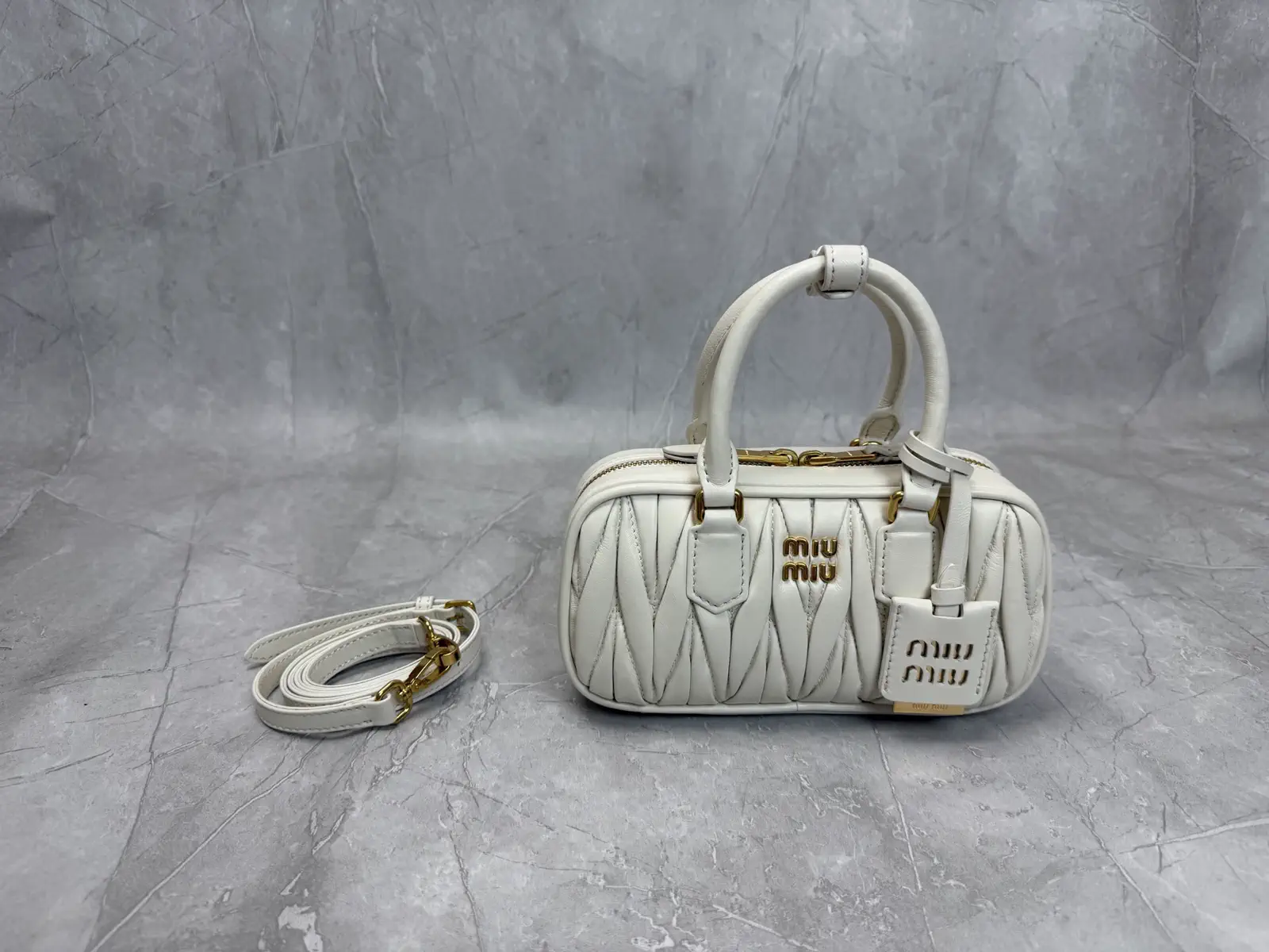 Miu Miu White Matelasse Mini Top Handle Bag image 1