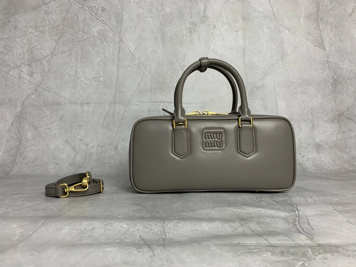 Miu Miu Gray Top Handle Bag with Detachable Strap image 1
