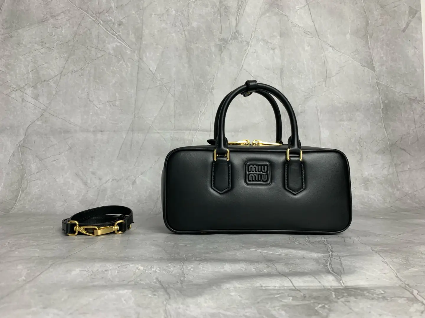 Miu Miu Black Leather Top Handle Bag image 1