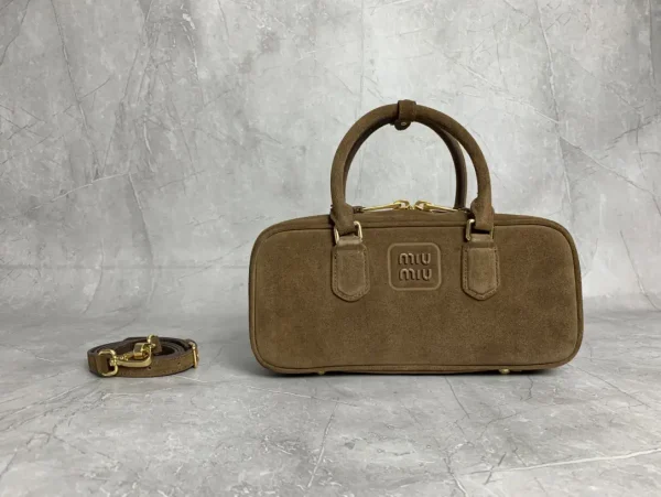 Miu Miu Brown Suede Top Handle Bag image 1