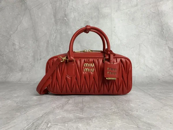 Miu Miu Red Quilted Top Handle Bag image 1