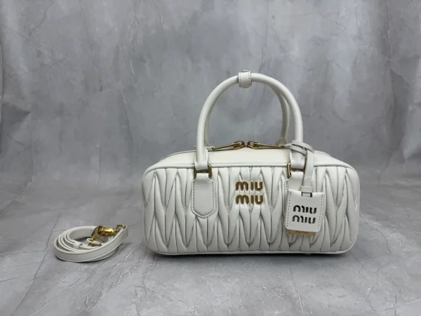 Miu Miu White Quilted Top Handle Bag image 1