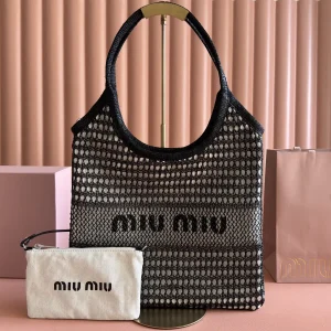 Miu Miu Woven Tote Bag with Detachable Canvas Pouch image 1