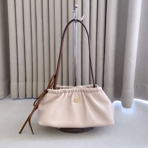 Miu Miu Beige Ruched Shoulder Bag image 1