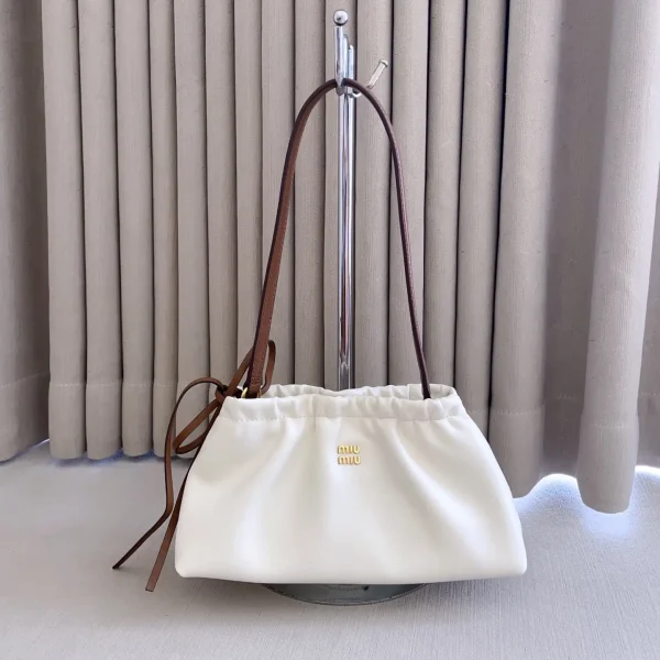 Miu Miu White Ruched Shoulder Bag image 1