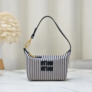 Miu Miu Striped Canvas Shoulder Bag image 1