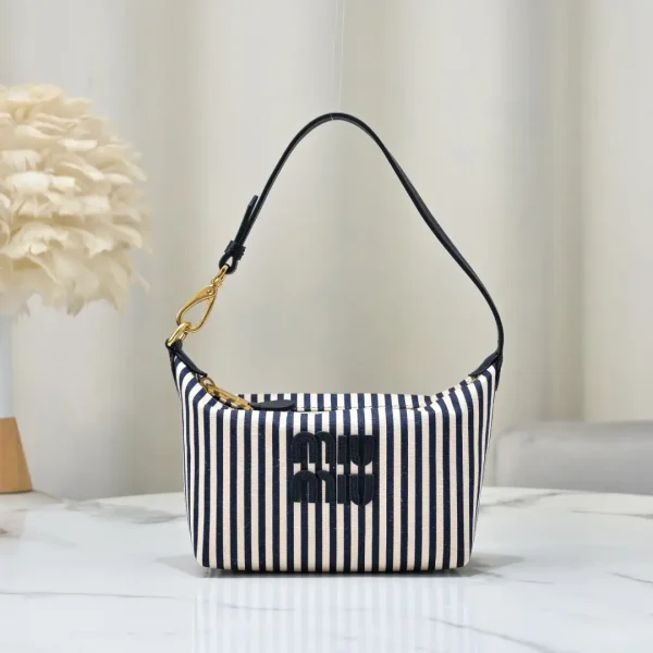 Miu Miu Striped Canvas Shoulder Bag image 1