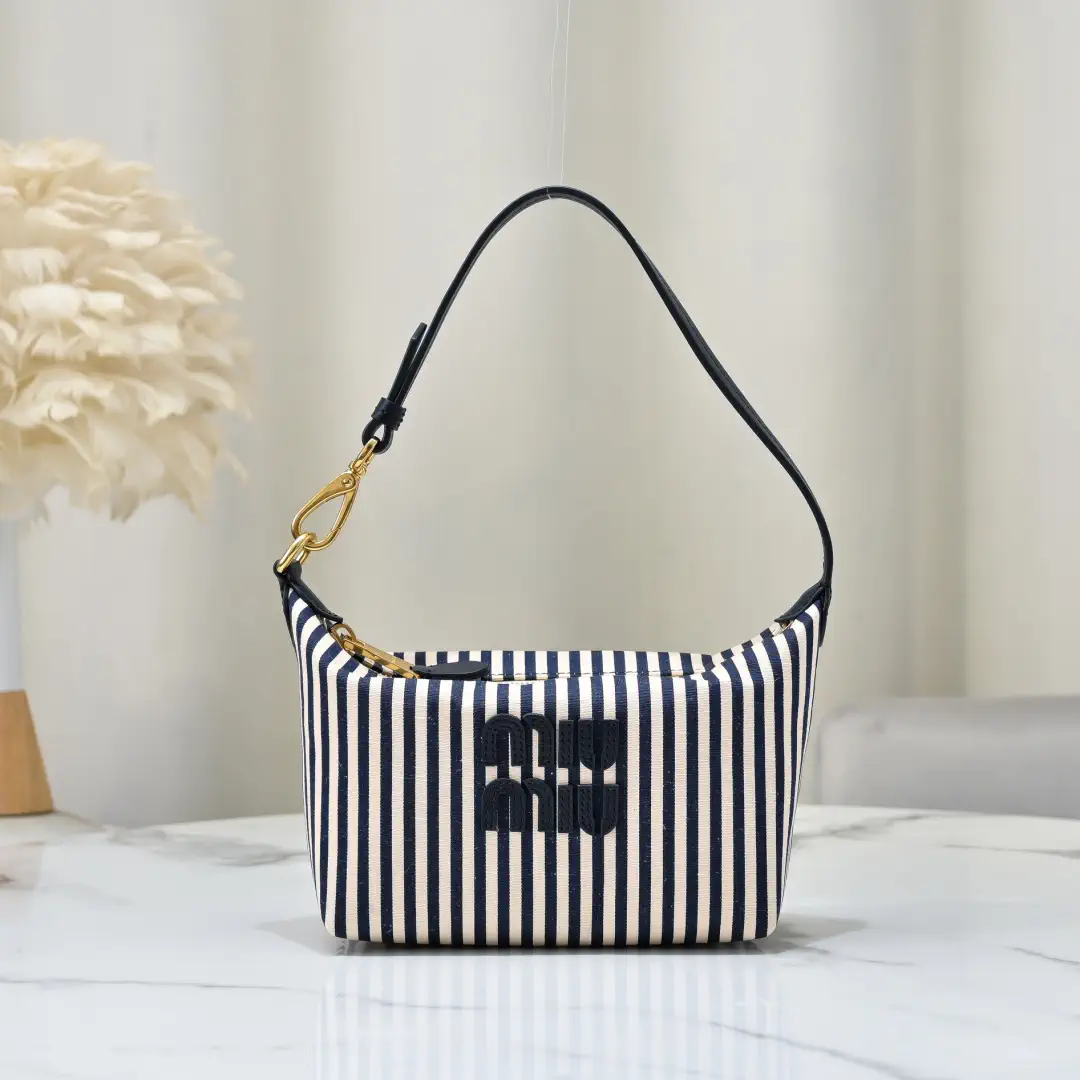 Miu Miu Striped Canvas Shoulder Bag image 1