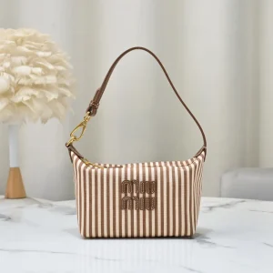 Miu Miu Striped Canvas Shoulder Bag image 1