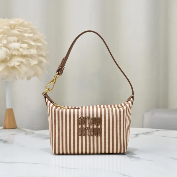 Miu Miu Striped Canvas Shoulder Bag image 1