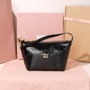 Miu Miu Black Crackled Patent Shoulder Bag image 1