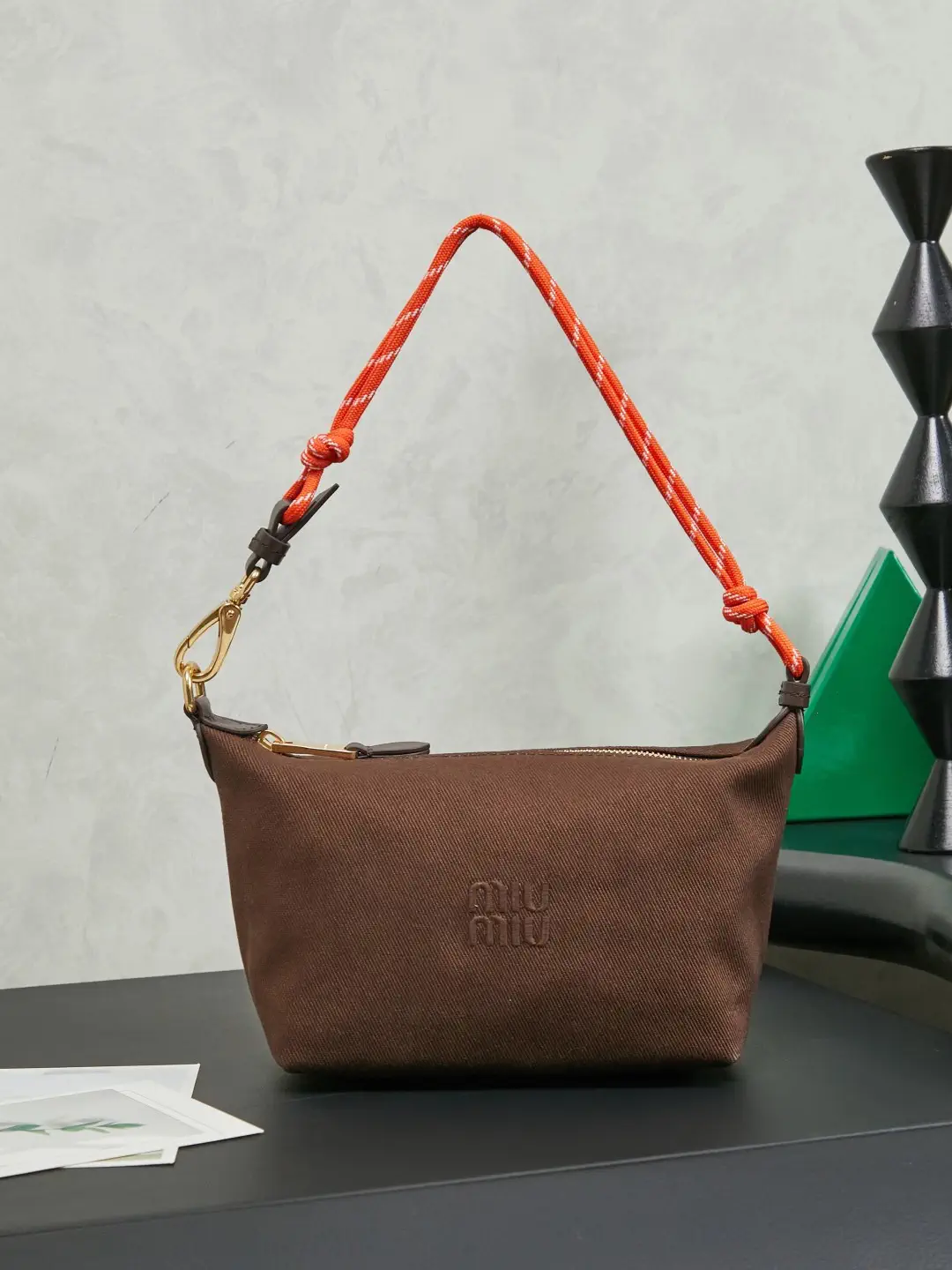 Miu Miu Brown Canvas Shoulder Bag image 1
