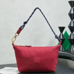 Miu Miu Burgundy Canvas Shoulder Bag image 1