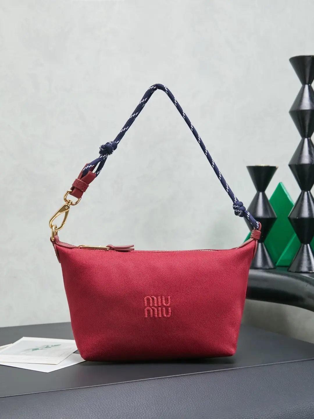 Miu Miu Burgundy Canvas Shoulder Bag image 1