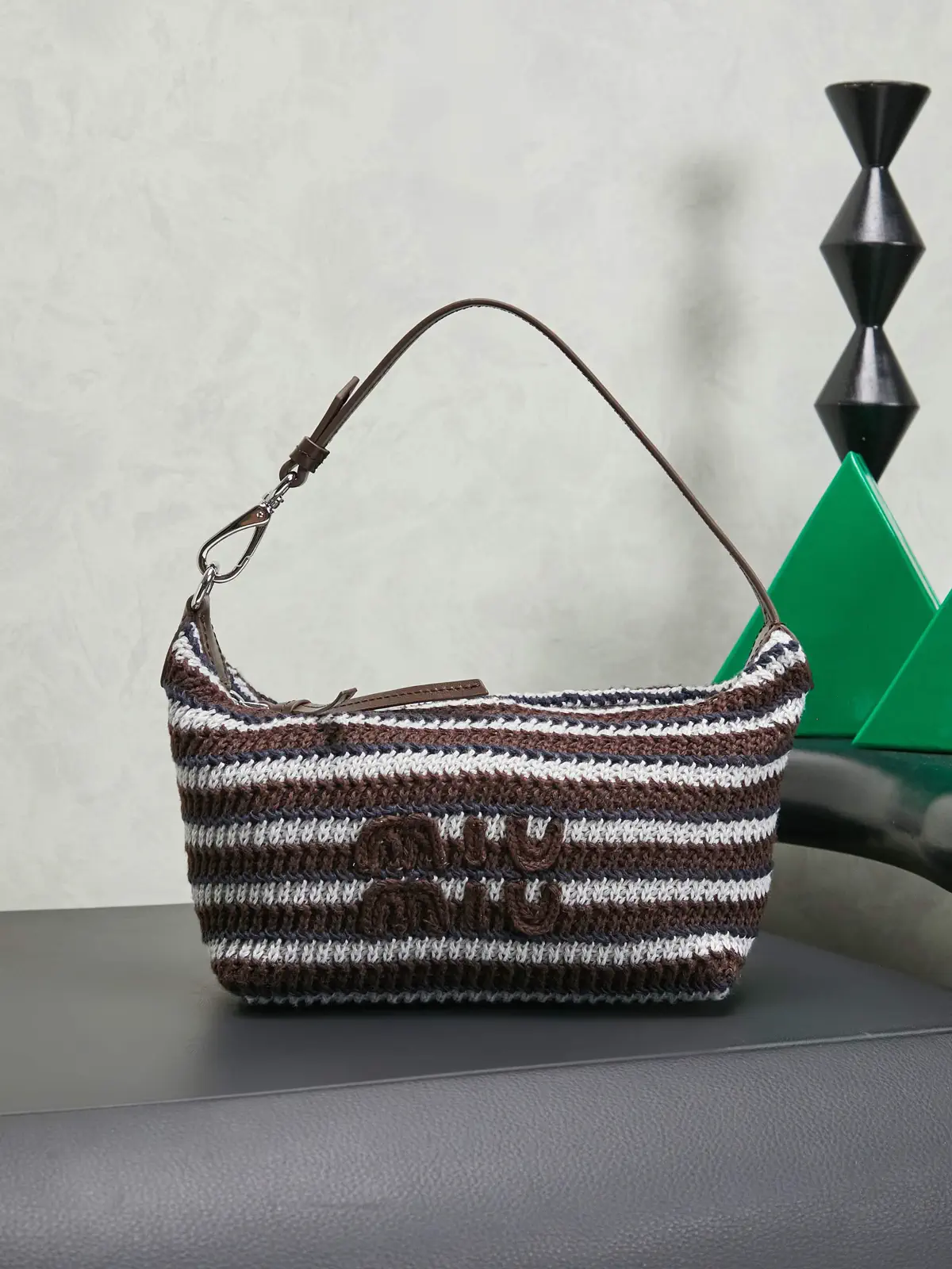 Miu Miu Striped Crochet Shoulder Bag image 1