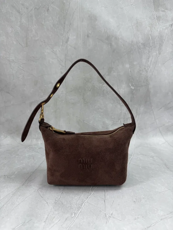 Miu Miu Dark Brown Suede Shoulder Bag image 1