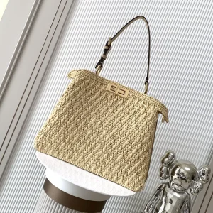 FENDI Peekaboo Straw Top Handle Bag image 1