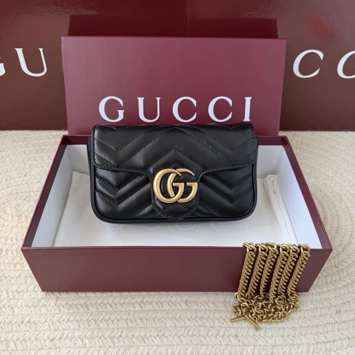Gucci Black Quilted GG Marmont Super Mini Bag image 1